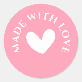 Zoete Roze "Gemaakt Met Liefde" Ronde Sticker