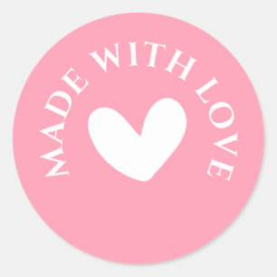 Zoete Roze "Gemaakt Met Liefde" Ronde Sticker