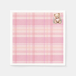 Zoete roze geruite babyshower servet