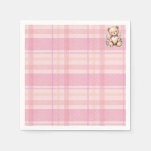 Zoete roze geruite babyshower servet