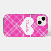 Zoete Roze Geruite Hart Monogram iPhone Hoesje (Achterkant horizontaal)