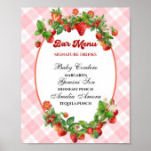 Zoete Roze Gingham Bar Menu Shower Poster (Voorkant)