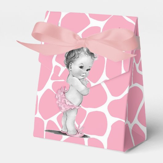 Zoete Roze Giraffe Baby shower Favor Boxes Bedankdoosjes (Voorkant Zijde)