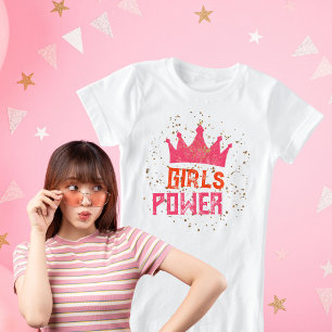 Zoete Roze Glitter Kroon Meisjes Kracht T-shirt