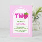 Zoete Roze Glitter Y2K Aardbei 2e Verjaardag Kaart (Staand voorkant)