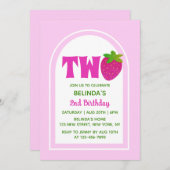 Zoete Roze Glitter Y2K Aardbei 2e Verjaardag Kaart (Voorkant / Achterkant)