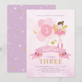 Zoete Roze & Gouden Ballerina Fee Verjaardag Kaart