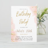 Zoete Roze Gouden Uitnodiging van de Verjaardagspa (Staand voorkant)
