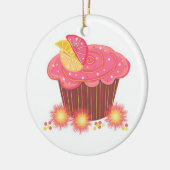 Zoete Roze Grapefruit Cupcake Keramisch Ornament (Links)