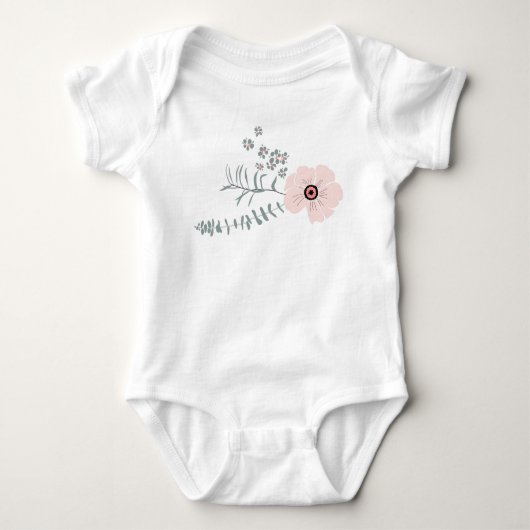 Zoete Roze Grijze Bloemendesign Romper (Voorkant)
