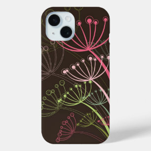 Zoete roze grillige paardenbloemen chique bloemkun iPhone 15 case