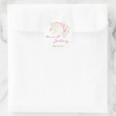 Zoete roze groene paardenbloem bloemen zomer bruil ronde sticker (Tas)