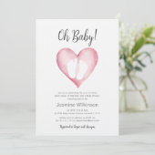 Zoete Roze Hart Baby Shower Aankondiging (Staand voorkant)