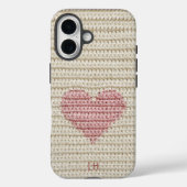 Zoete Roze Hart Haakgaren Custom Initialen Case-Mate iPhone Case (Achterkant)