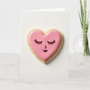 Zoete Roze Hart Koekje Kaart