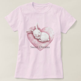 Zoete Roze Hart Konijn Hart Kussen T-shirt