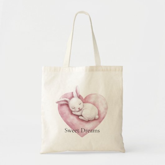 Zoete Roze Hart Konijn Hart Kussen Tote Bag (Voorkant)
