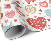 Zoete Roze Hart Teddy Valentijn Cadeaupapier (Rol Hoek)