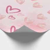 Zoete roze harten cadeaupapier (Hoek)
