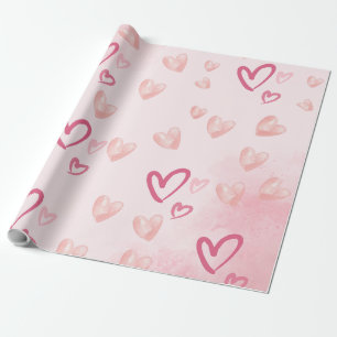 Zoete roze harten cadeaupapier