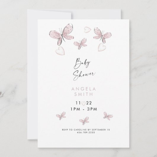 Zoete roze harten en botervliegen II Kaart (Voorkant)