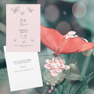 Zoete Roze Harten en Vlinders Baby Meisje Douche Kaart