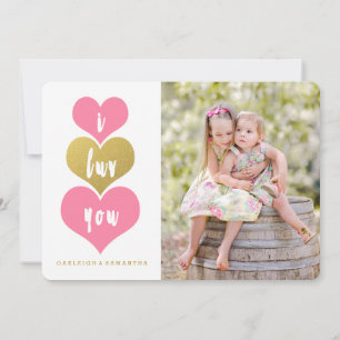 Zoete roze harten Fotokaart Valentijnsdag Feestdagenkaart