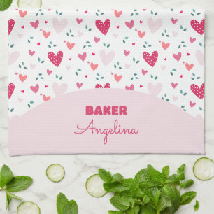 Zoete Roze Harten Patroon Meisjes Cute Keuken Theedoek