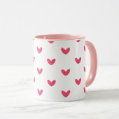 Zoete Roze Harten Patroon Moderne Koffiemok Mok (Voorkant rechts)