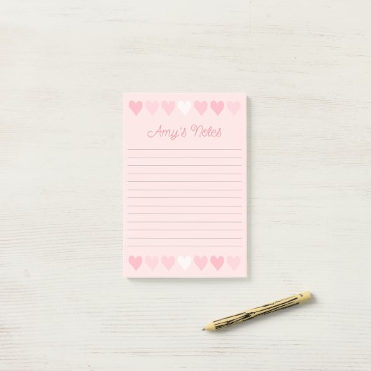 Zoete roze harten post-it® notes (Op bureau)