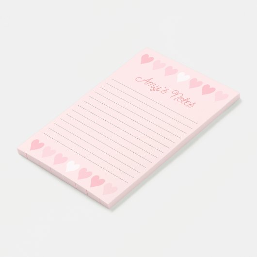 Zoete roze harten post-it® notes (Schuin)