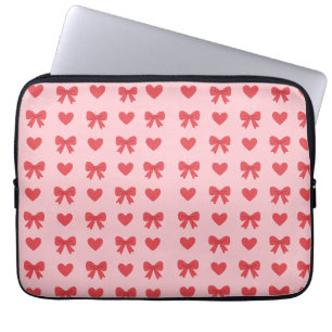 Zoete Roze Harten & Strikken Patroon Laptop Sleeve