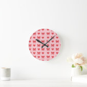 Zoete Roze Harten & Strikken Patroon Ronde Klok (Huis)
