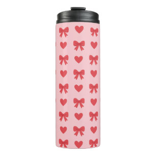 Zoete Roze Harten & Strikken Patroon Thermosbeker