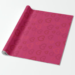 Zoete roze hartenpatroon op aangepaste kleur cadeaupapier