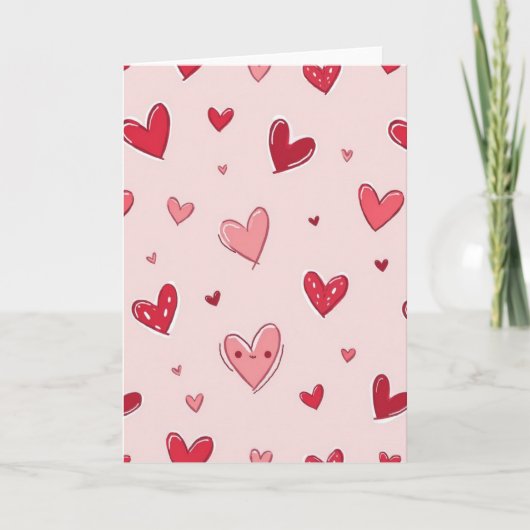 Zoete Roze Hartjes Liefde Kaart (Voorkant)