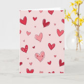 Zoete Roze Hartjes Liefde Kaart (Gele Bloem)