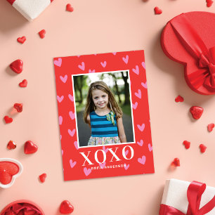 Zoete Roze Hartjes Valentijnsdag Fotokaart Feestdagenkaart