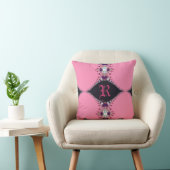Zoete Roze Kanten Monogram Kussen (Stoel)