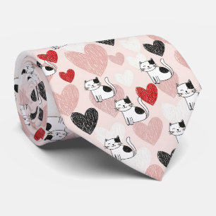 Zoete Roze Kawaii Katten & Harten Patroon (9) Stropdas
