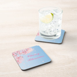 Zoete roze kersbloesems bier onderzetter