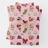 Zoete Roze Kerstcadeauverpakkings Papier Inpakpapier Vel (In situ)