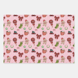 Zoete Roze Kerstcadeauverpakkings Papier Inpakpapier Vel