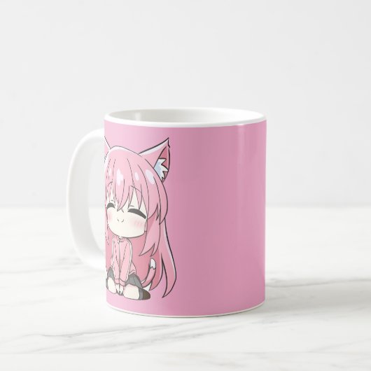 Zoete Roze Kitty Chibi Mok (Voorkant links)