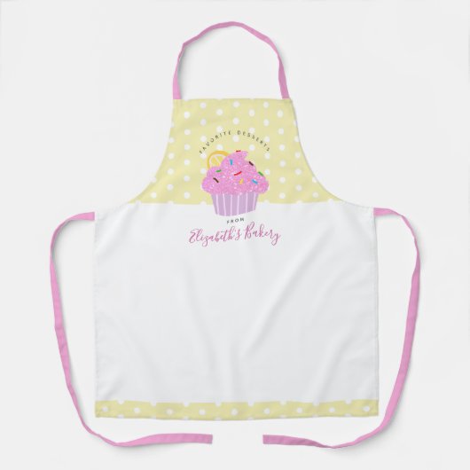 Zoete roze koekjes bakkerij dessert Geel Aangepast Schort (Voorkant)