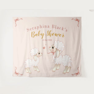 Zoete Roze Lammetje Baby Shower Achtergrond Wandkleed