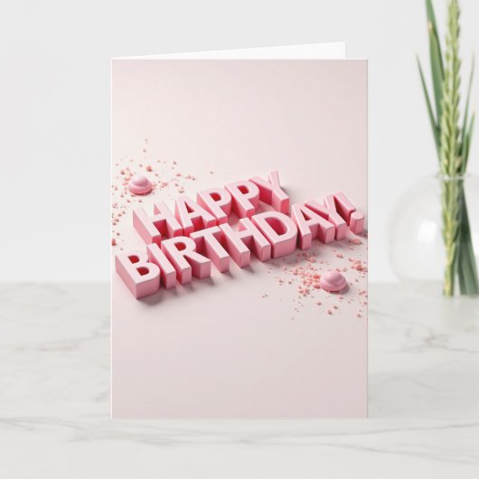 Zoete Roze Letters Kaart (Voorkant)