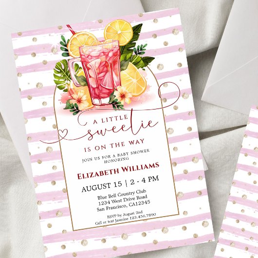Zoete Roze Limonade Baby Shower Kaart