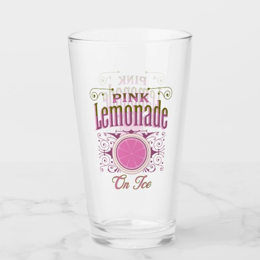 Zoete roze limonade op ijs glas (Voorkant)
