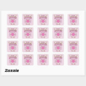 Zoete  roze limonade op ijs vierkante sticker (Vel)